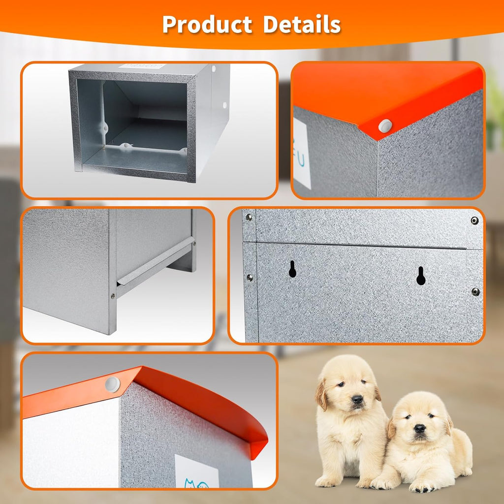 Dog Feeder - Galvanized Metal Pet Food Station for Indoor & Outdoor Use - Automatic Gravity-Fed Dispenser Suitable for Small, Medium, and Large Dog Breeds - Capacity: 50 Pounds of Dry Kibble