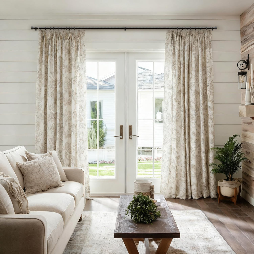 Black walnut wood Grain Curtain Rods for Windows 72 to 144 Inches 1" Diameter Heavy Duty Window Curtain Rod Adjustable with Solid Finials for Living Room Bedroom Kitchen Farmhouse Outdoor