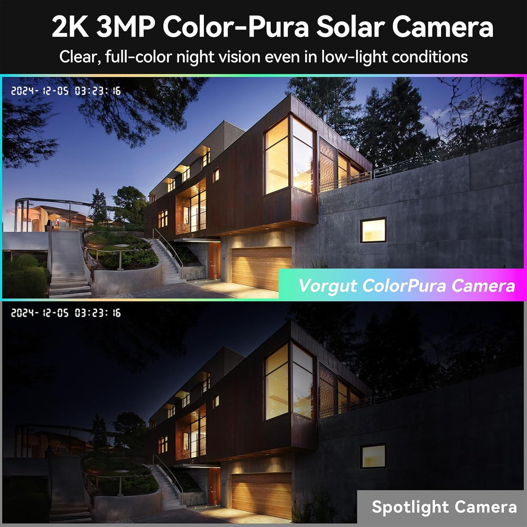 Solar Cameras Wireless Outdoor with 10'' Monitor, 4pcs 2K 3MP Solar Powered Home Security Cameras, Full Color Night Vision, 360° Pan Tilt, Human Detection, 2.4G/5G WiFi 10CH NVR with 500G HDD