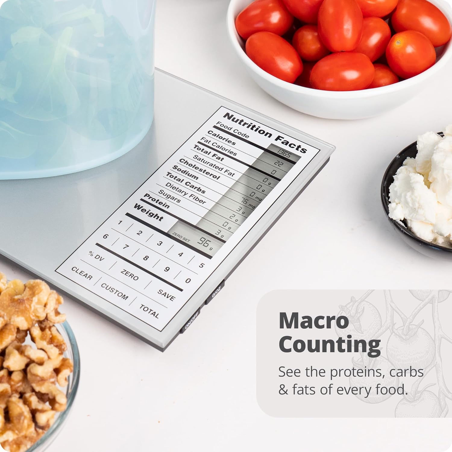 Greater Goods Nutrition Food Scale for Meal Planning and Portion Control with Food Code Booklet & App (Non-Connected, Non-Backlit Model)