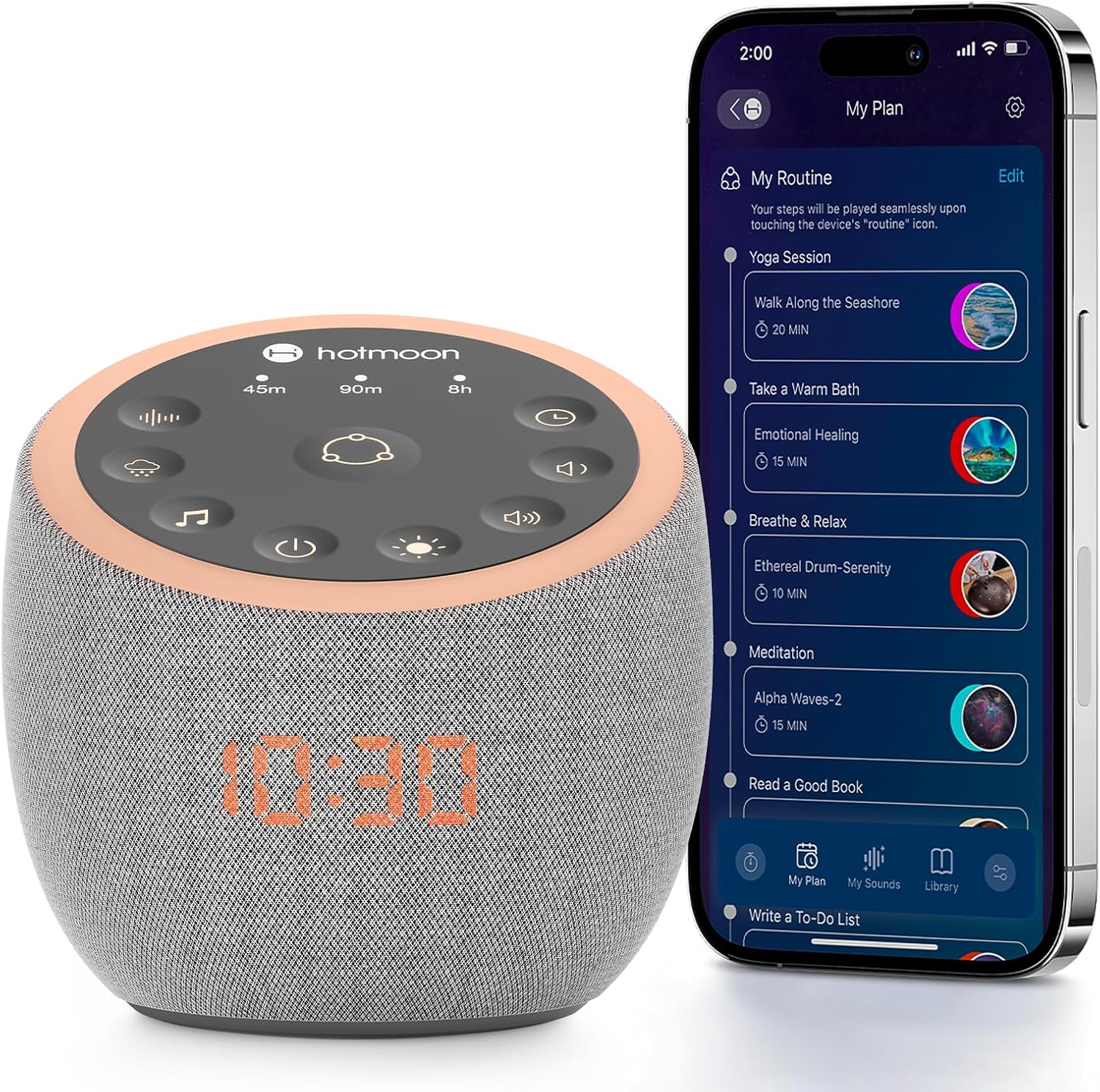 Hotmoon Sound Machine 388 Soothing Sounds White Noise Machine for Babies & Adults, Smart Night Light, Sleeping Timer App Control, Brown Noise Pink Noise Block Out Office Yoga, Plug-in