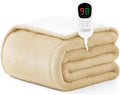 Homemate Heated Blanket Electric Throw - 50"x60" Heating Blanket Throw 1/2/4/6/8 Hours Auto-Off 10 Heat Level Over-Heat Protection Flannel Sherpa ETL Certification