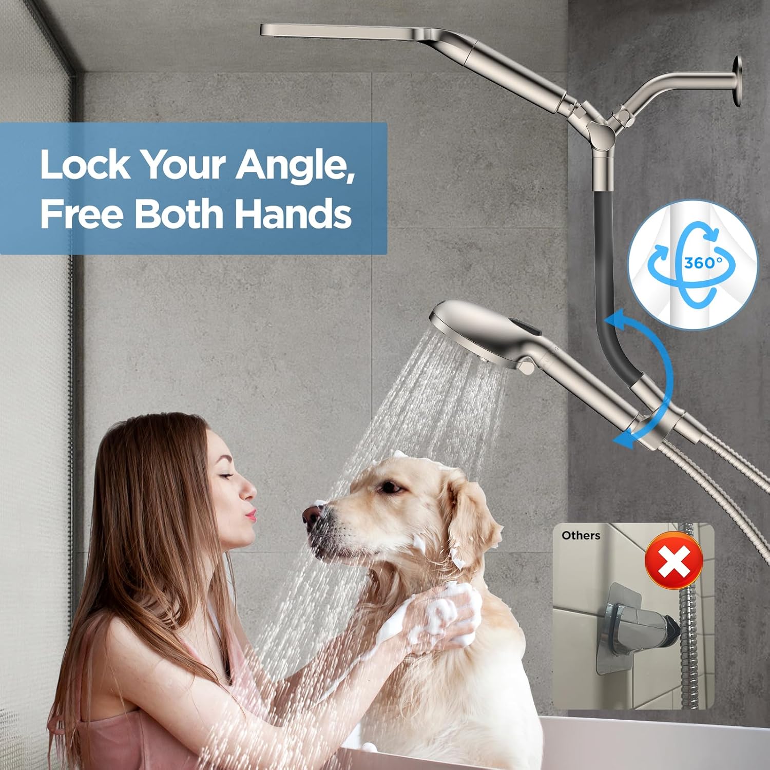 MakeFit Dual Filtered Rain Shower Head Combo, High Pressure Handheld Shower Head with Adjustable Bar - Rainfall Shower Head And Showerhead with Filter for Hard Water - Removes Chlorine