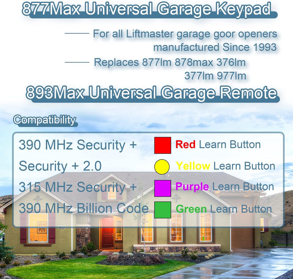 877MAX Keypad with 2 Pack 893MAX Remote, Fit for Liftmaster Garage Door Opener Keyless Entry, Keypad Replace 878MAX 376LM 377LM 877LM 977LM, Remote Replace 893LM G953EV-P2 371LM 373LM 971LM 973LM
