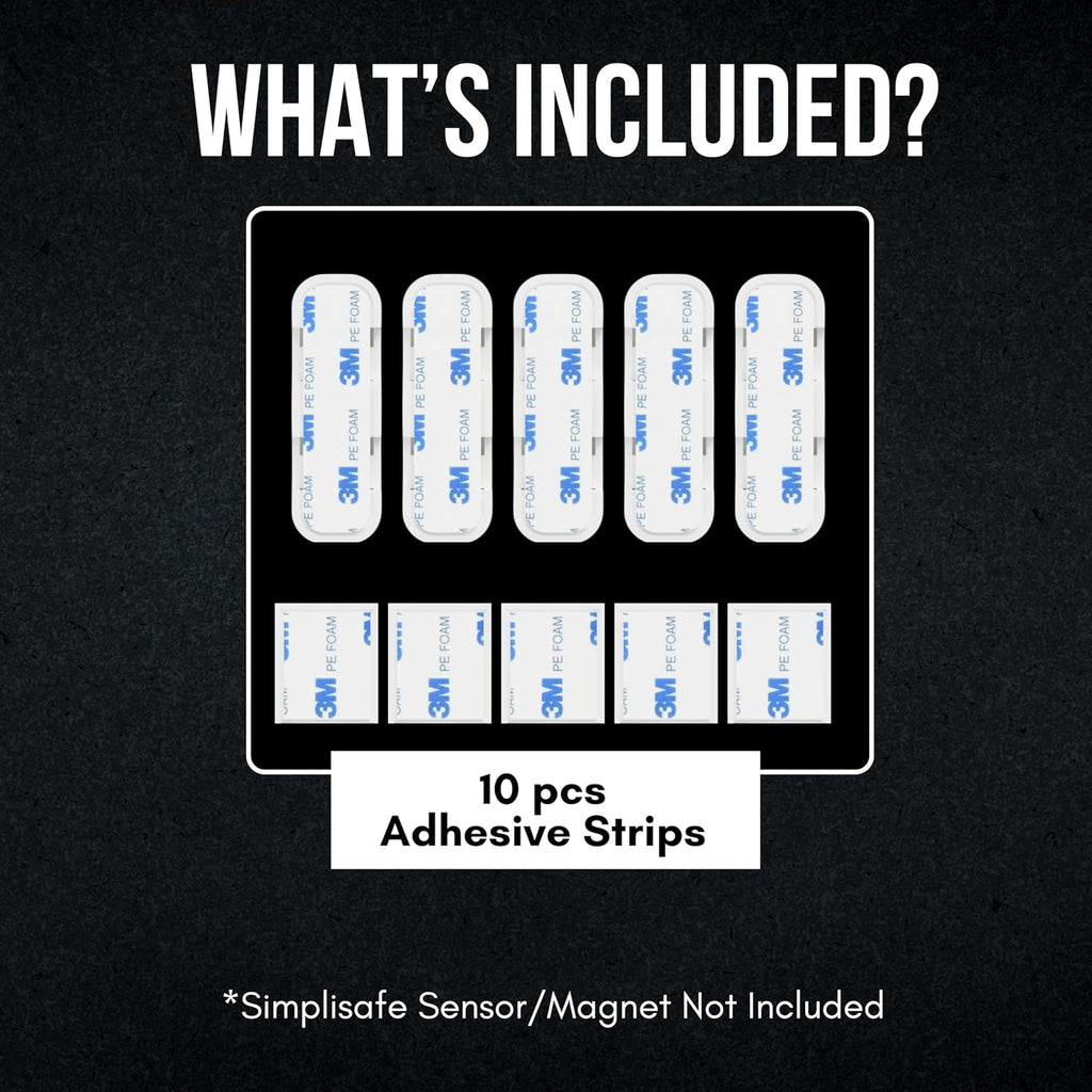 Simplisafe Entry Sensor Adhesive | Mounting Tape for Simplisafe Door, Entry, and Contact Sensor | Easy Mount, No Cutting, Peel and Stick (5 Pack Sensor + 5 Magnet Side)