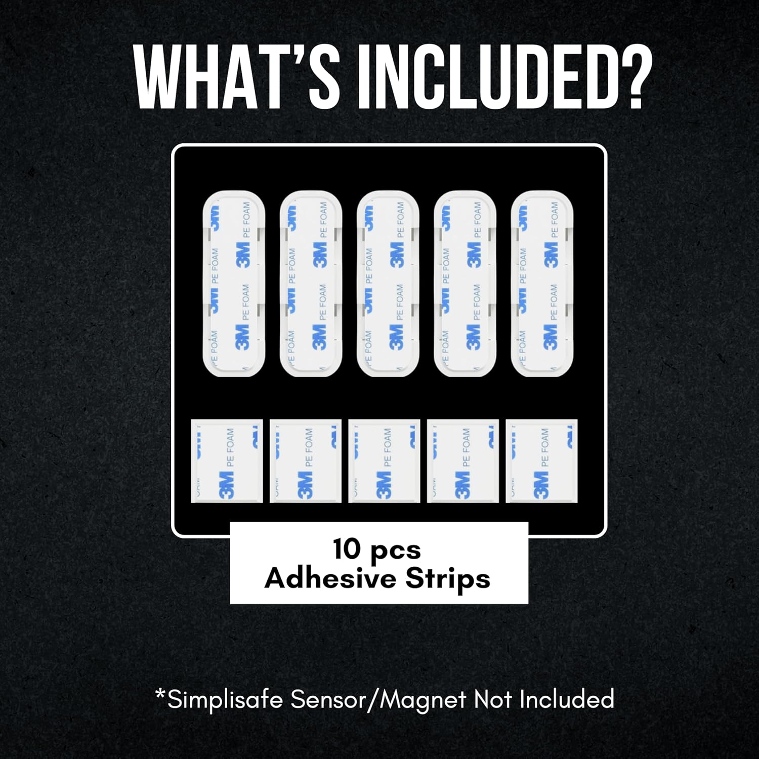 Simplisafe Entry Sensor Adhesive | Mounting Tape for Simplisafe Door, Entry, and Contact Sensor | Easy Mount, No Cutting, Peel and Stick (5 Pack Sensor + 5 Magnet Side)