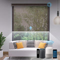 SmartWings Motorized Light Filtering Shades, Work with Matter Apple Homekit Z-Wave Alexa Google, 50% Blackout Transparent Smart Window Roller Shades with Remote Control Custom up 110"W X 138"H, Cocoa