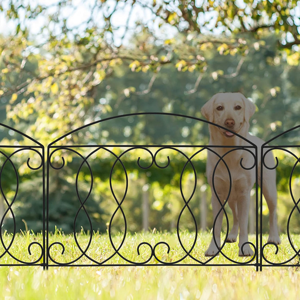 Decorative Fence 24in x 12ft 6 Piece Metal Garden Fence Extra Thick Wire Outdoor Patio Rustproof Fencing Animal Barrier