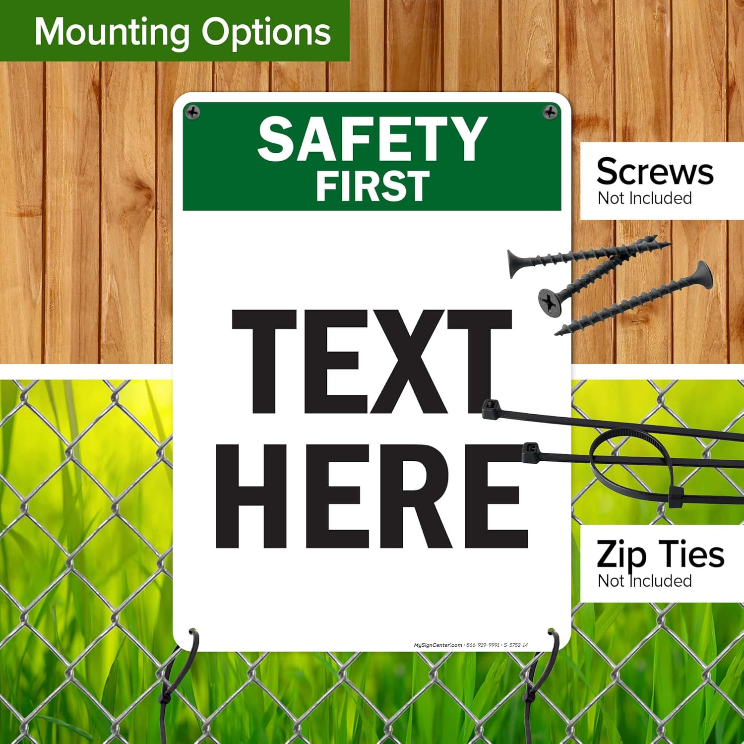 Custom Safety First Sign, OSHA Sign, 10x14 Inches, 55 mil thick HDPE (high density polyethylene), Made in USA by My Sign Center