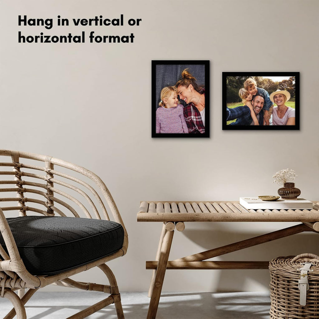 Americanflat 10x14 Picture Frame with Shatter-Resistant Glass - Signature Collection - Gallery-Style Frames Made of Engineered Wood - Photo Frame for Wall Display - Black