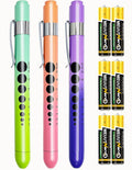 MEUUT 3 Pack Medical Penlights with 6 Batteries - Nurse Led Penlight Medical Supplies Penlights for Nurses Doctors EMT Trauma (Gradient-Pink+Green+Purple)