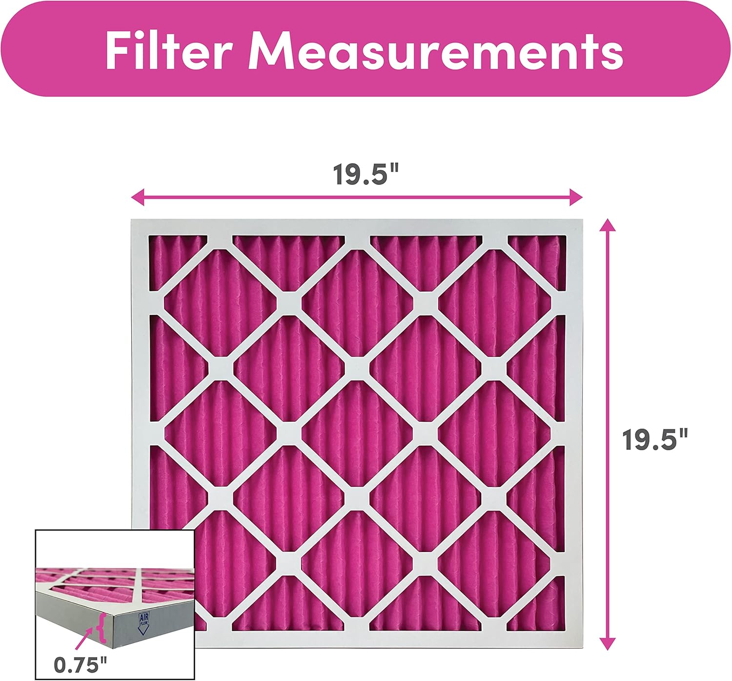 Colorfil 20x20x1 Air Filter (2-Pack) | Made in the USA | Color Changing | Remove Cat and Dog Odor | MERV 8 for Pet Hair Dander and Dust | 19.5"x19.5"x0.75" Exact Size