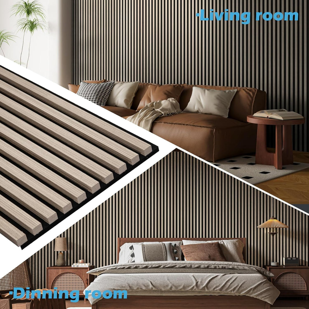 Art3d 4-Pack 108" x 12" Acoustic Wood Panels for Wall, Soundproof Wood Slat Panel for Wall and Ceiling, 3D Fluted Sound Absorbing Paneling for Interior Wall Decor, Living Room, Bedroom - Oak