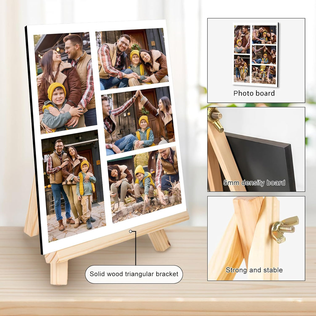 Custom Photo Frame with Stand, Personalized Picture Display, MDF and Wood Construction, Desktop Decor, Multiple Designs, Customizable Gift for Family and Friends