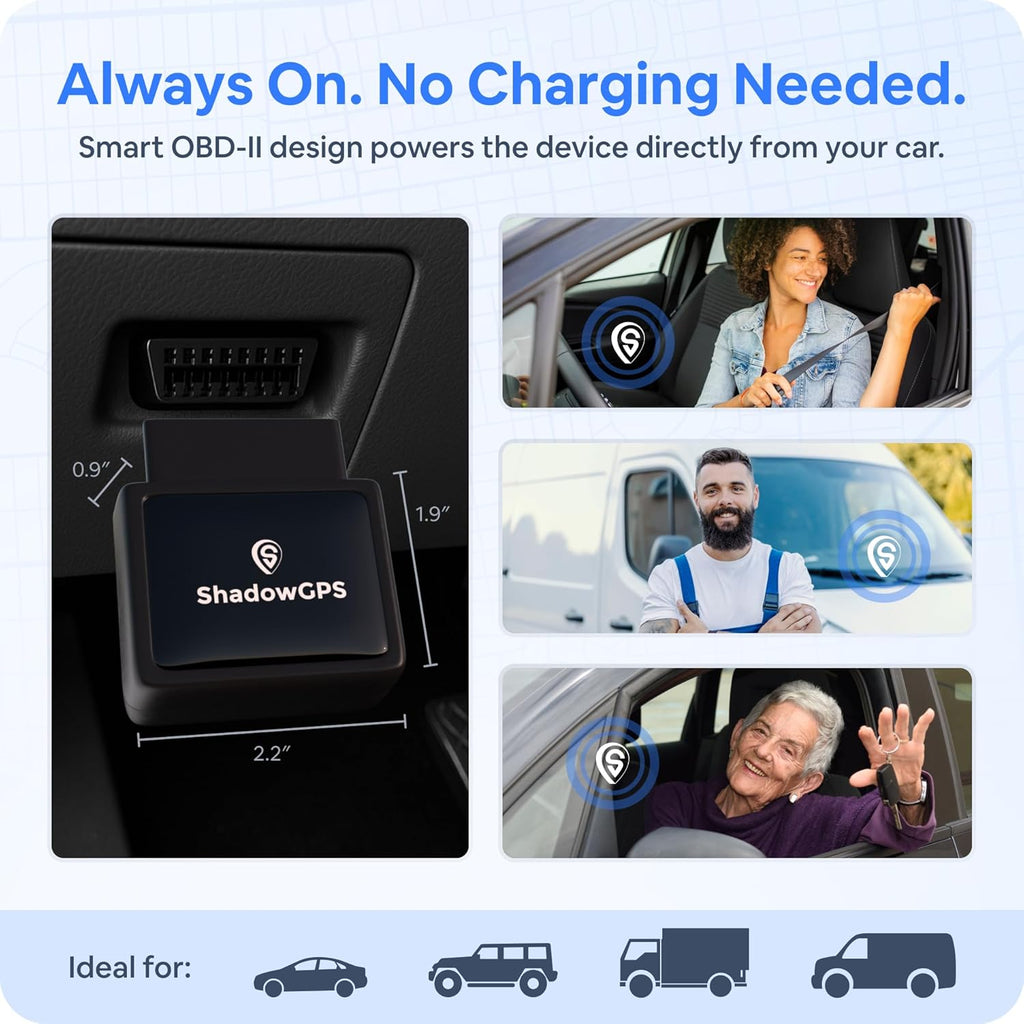 Real-Time OBD2 GPS Car Tracker – $12/Month with 6 Prepaid Months – Plug & Play Device for Families, Teens & Businesses with Trip History, Driving Alerts & GeoFence – Accurate, Easy Setup