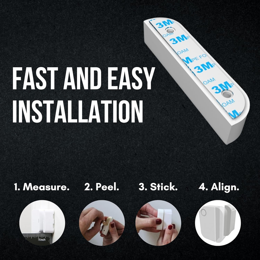 Ring Contact Sensor Adhesive | Ring Sensor Mounting Tape Replacement Pads | Works with Door, Window, Wall Alarm Sensors | Easy Mount, No Cutting, Peel and Stick (10 Pack Sensor + Magnet Side)
