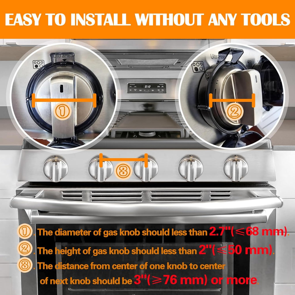 Stove Knob Covers for Child Safety (5 Pack), Stove Knob Safety Covers, Childproof Oven Lock Knob Covers with Adhesive, Prevent Kids-Pets from Gas Stove Knob Locks, Heat-Resistant Upgraded-Clear