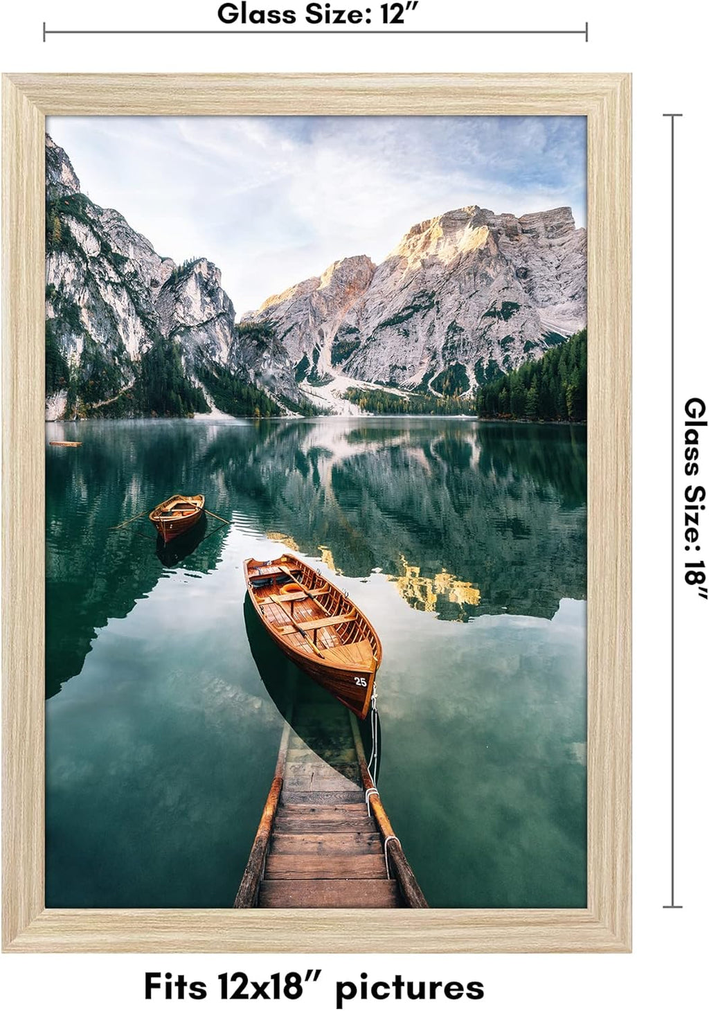 Americanflat 12x18 Poster Frame with Shatter-Resistant Glass - Signature Collection - Gallery-Style Frames Made of Engineered Wood - Photo Frame for Wall Display - Natural Oak