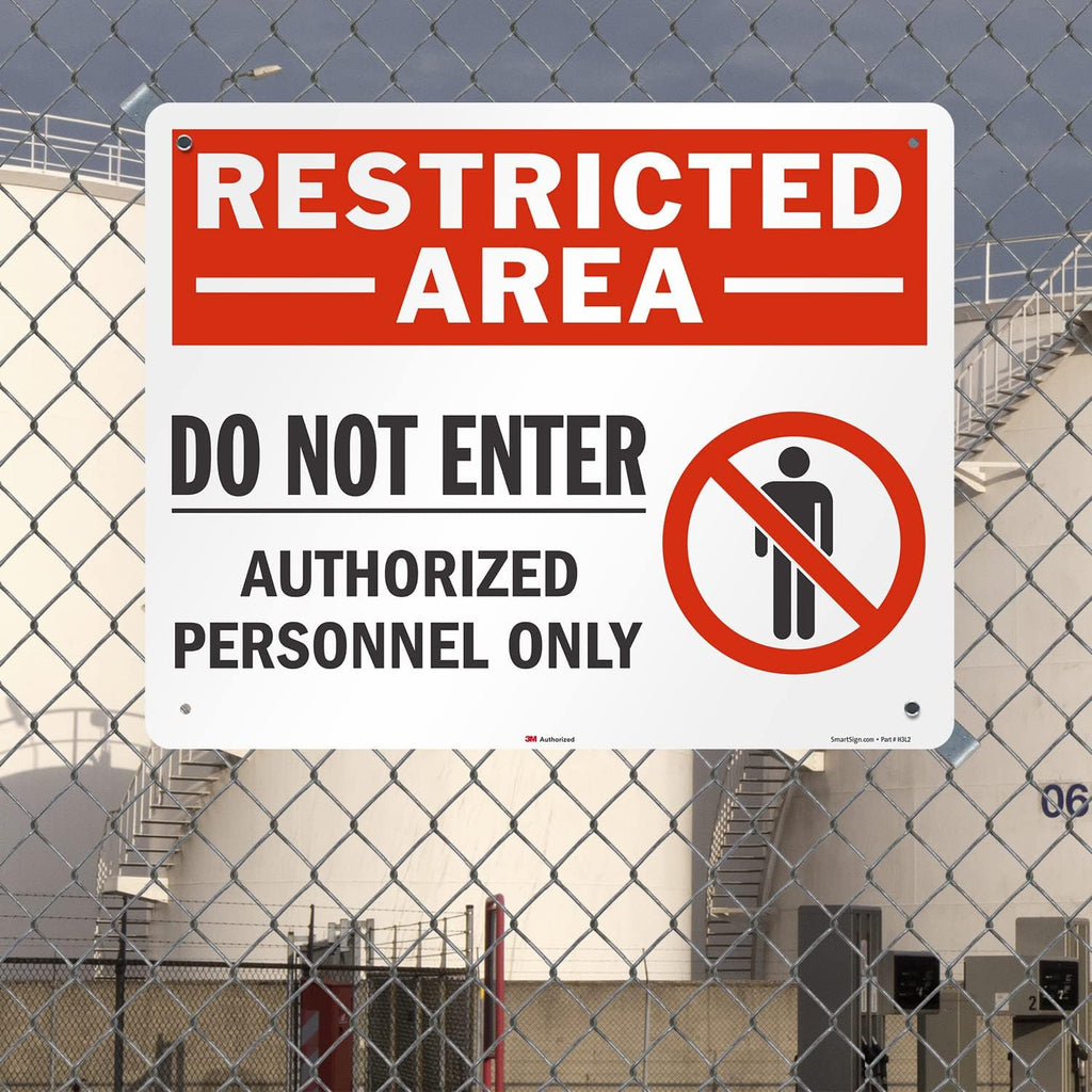 SmartSign 24" x 30" 'Restricted Area Do Not Enter, Authorized Personnel Only' Metal Sign with Symbol, 80 mil Aluminum, 3M Laminated Engineer Grade Reflective, Red, White and Black, USA-Made