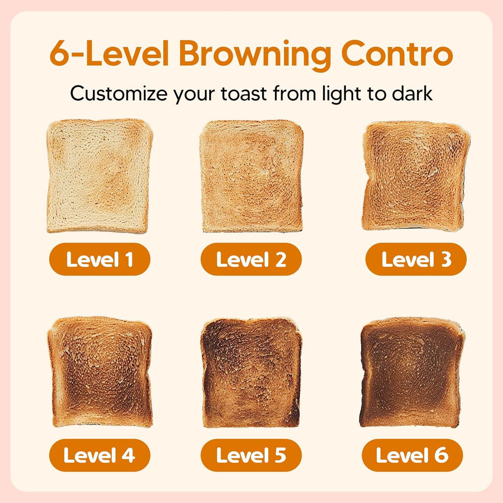 Trisiko® Touch Screen Toaster 2 Slice, Stainless Steel Smart Toaster with Digital Timer, 1.38" Extra-Wide Slots for Bread& Bagel,with Reheat, Defrost, Cancel, +15s Boost, Great for Home, Office, Dorm