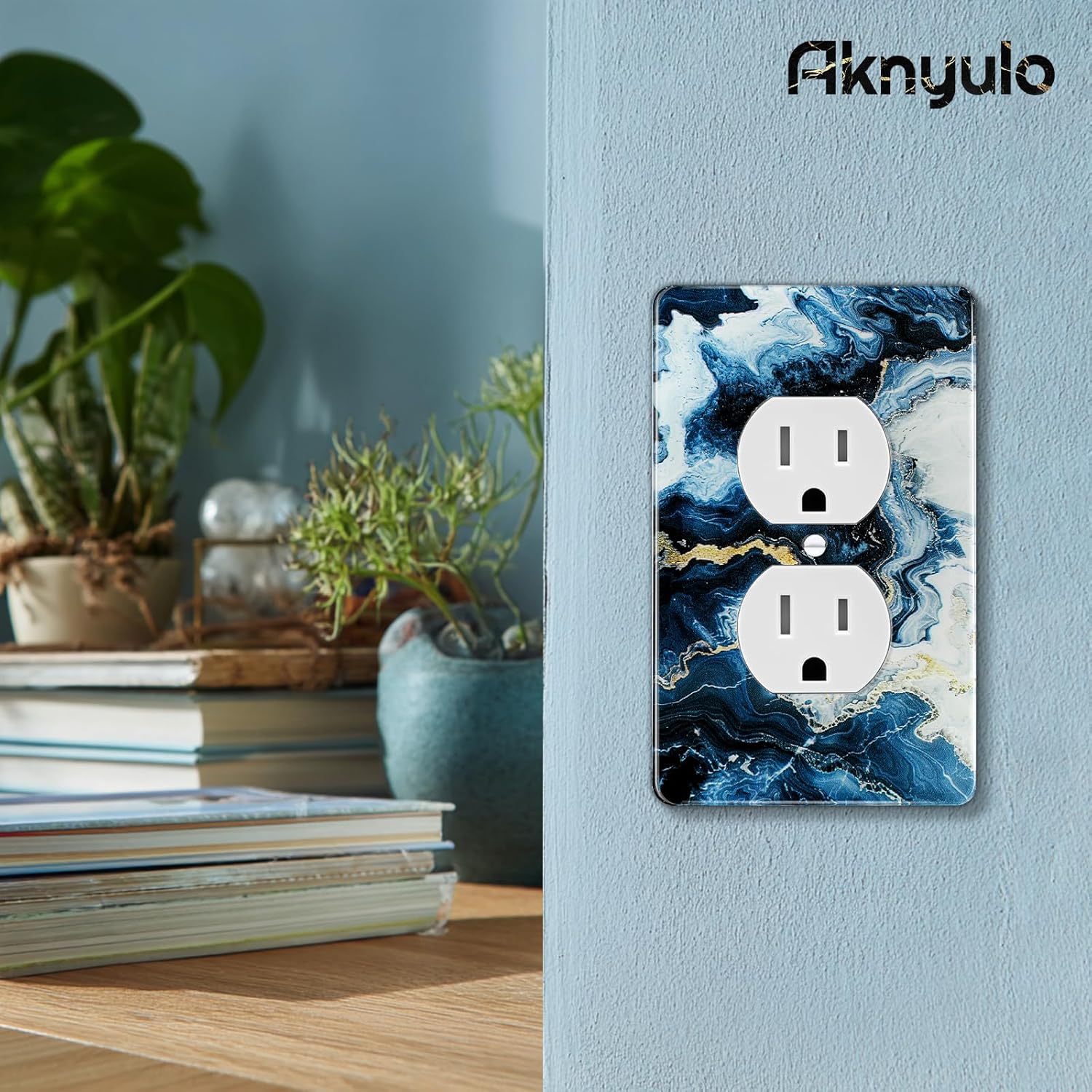 Art Light Switch Covers Luxurious Blue and Gold Marble Acrylic Switch Light Cover Decorative Outlet Covers Wall Plate Single Toggle Wall Plate Cover Wall Plate 1 Gang Rocker Outlet Wall Plate