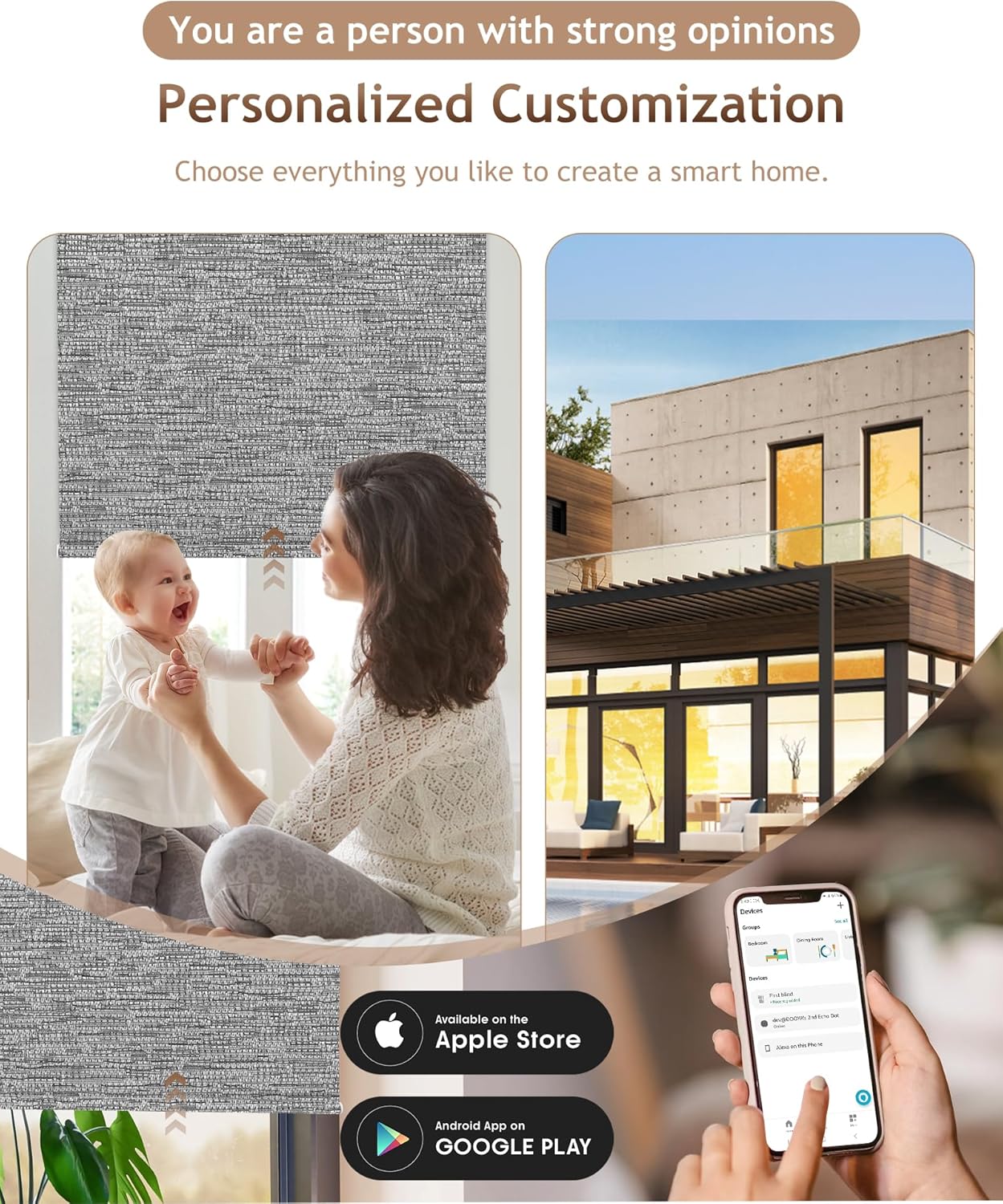 Kincmo Motorized Blinds with Remote,100% Blackout Motorized Roller Shades Work with Apple Homekit,Alexa,Google, Custom Electric Blinds with App,Voice Control (Aqua Waves Grey)