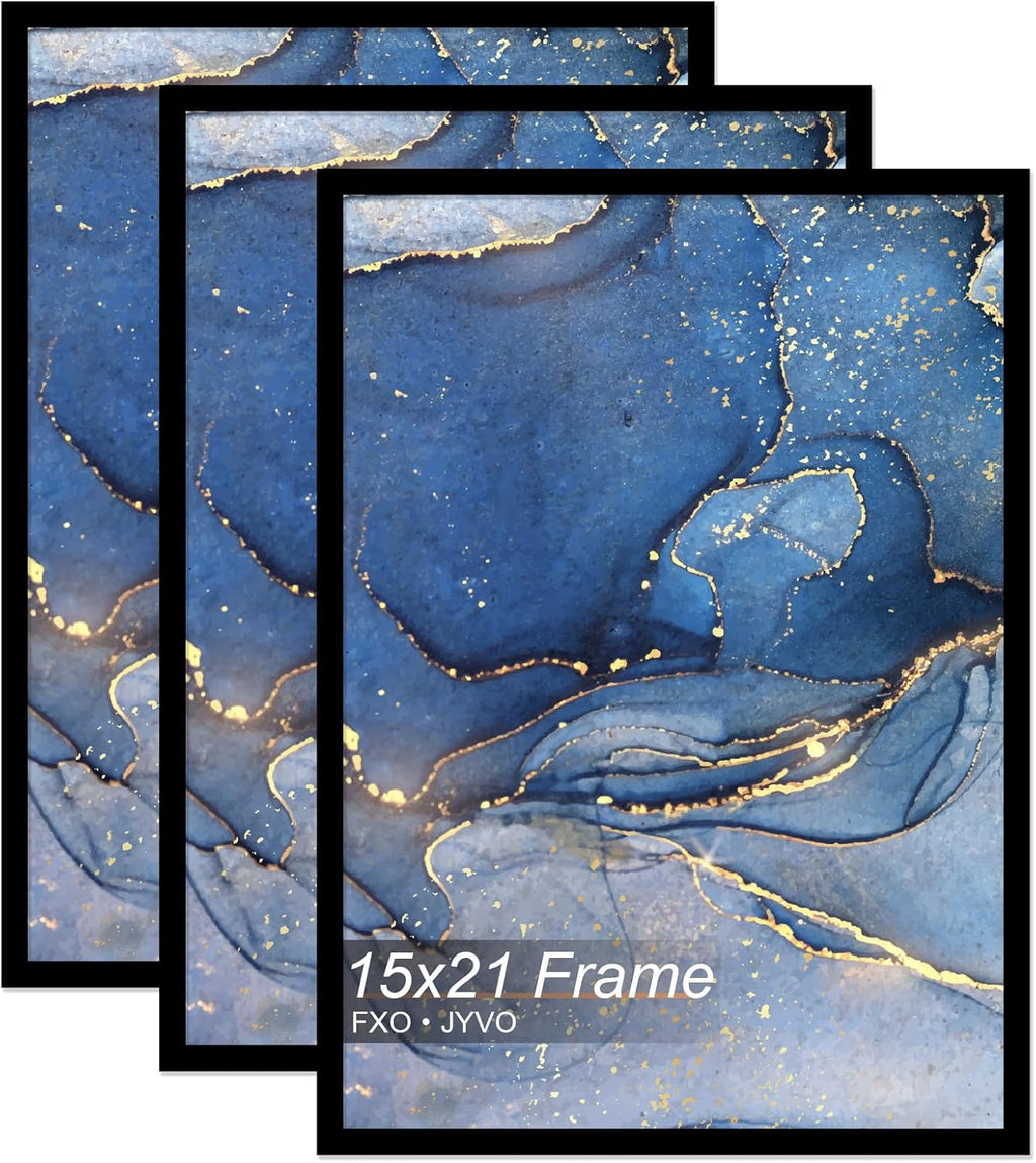 15x21 Picture Frame Set of 3, Black Frame for 15 x 21 Inch Picture Poster Photo, Light Weight and High Transparent 15 by 21 Frame for Wall - 3 Pack/Black/15 x21