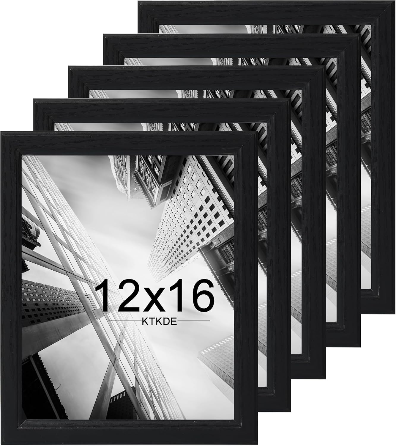 KTKDE 12x16 Picture Frame Set of 5,black Wooden frames, Vertical & Horizontal Wall Hanging for Wall Display,Studio Gallery Photo Frame for Photos, Posters & Art Prints