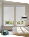 Yoolax Motorized Blinds with Remote, Blackout Smart Blinds Motorized Fabric Roller Shades Work with Alexa, Automatic Shades for Windows Custom Size (Greyish White)