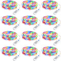 Minetom 12 Pack Fairy Lights Battery Operated String Lights, 8 Modes & Timer, 7ft 20LED Multicolor Waterproof Silver Wire Twinkle Lights, Firefly Starry Moon Lights for Mason DIY Christmas Wedding