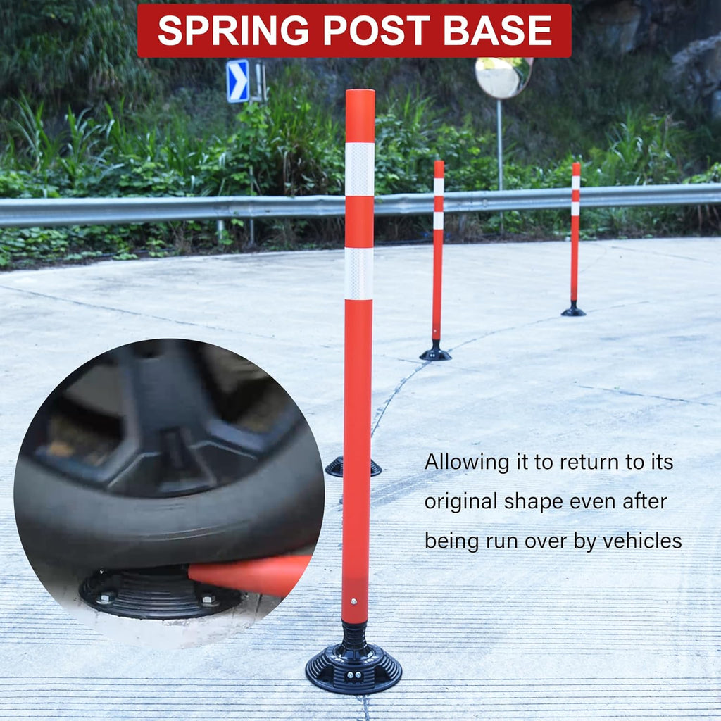 48" Traffic Cones 8-Pack with Heavy-Duty Spring Base - Road Safety & Parking Lot Delineators for Construction Zones, Highways - OrangeStar