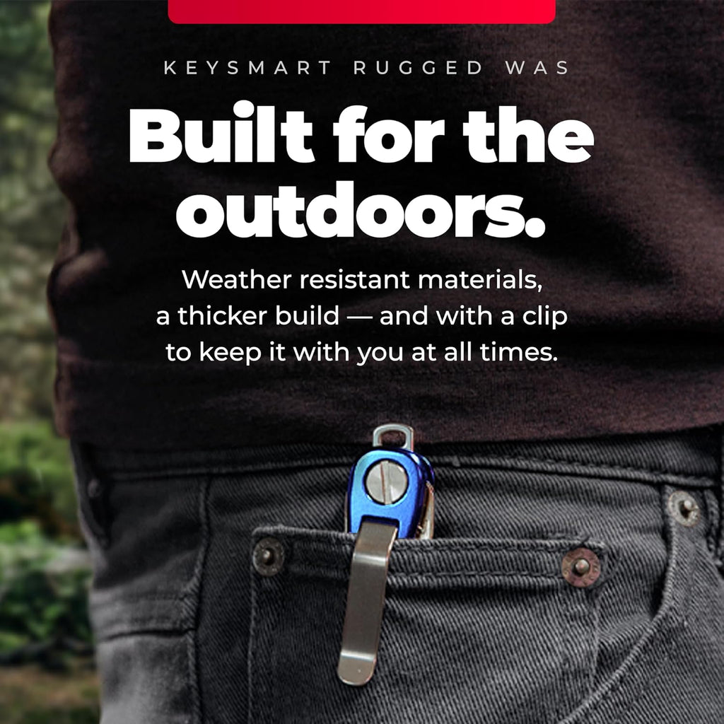 KeySmart Rugged - Multitool Key Holder for Keychain w/Bottle Opener and Pocket Clip, Key Organizer for Key Chain, EDC Keychains, Key Ring for Car Fobs Key Chains, Expandable (Up to 14 Keys, Blue)