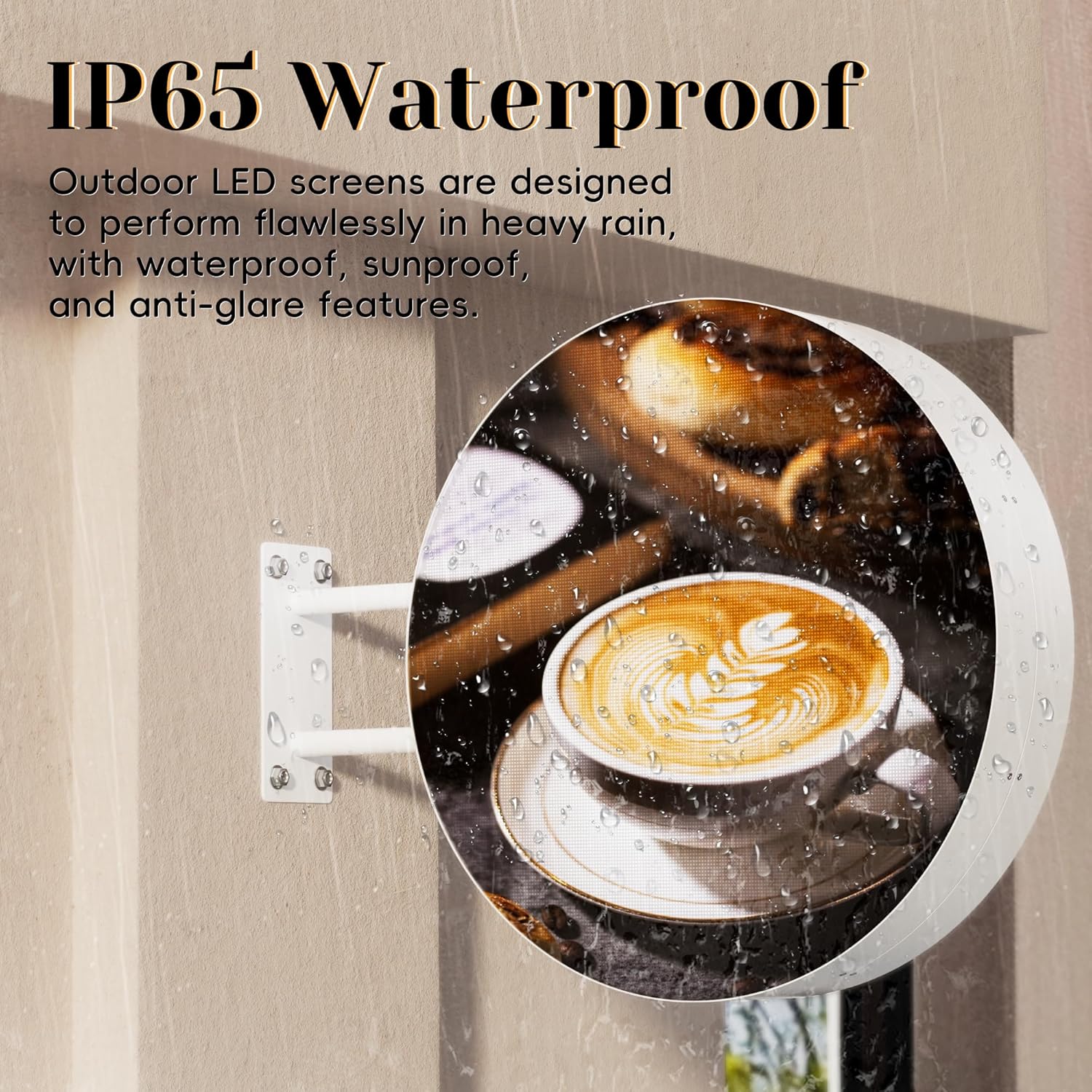 P2.5 Round LED Sign Programmable, Wall Mount Single-Sided Custom Digital Display Screen app Control, Image, Video Signage Panel Board for Outdoor Business Store Advertising 20" White