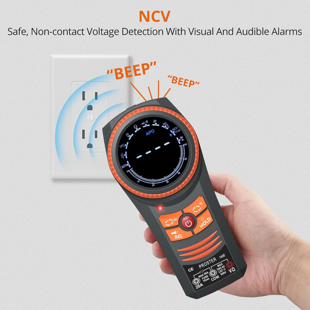 Proster Digital Multimeter 6000 Count Smart Meter TRMS Color Screen Voltage Current Capacitance Tester NCV Temperature