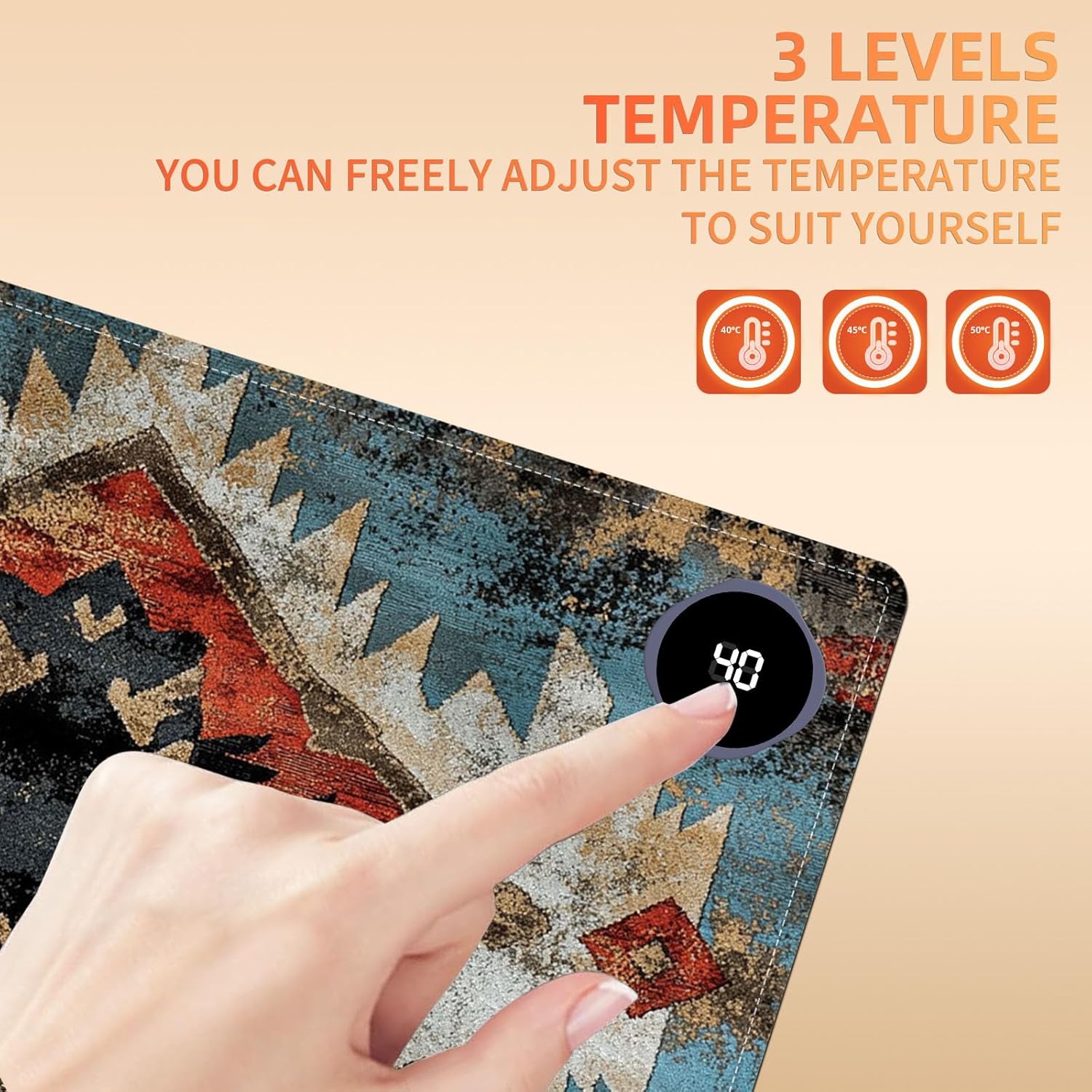 Heated Mouse Pad 23.6 x 14 in 3-Temp Fast Heating Desk Mat with Auto Timer Warmer for Hands Wrist Pain Relief Waterproof Keyboard Mat for Office, Gaming, Home, Art Prints