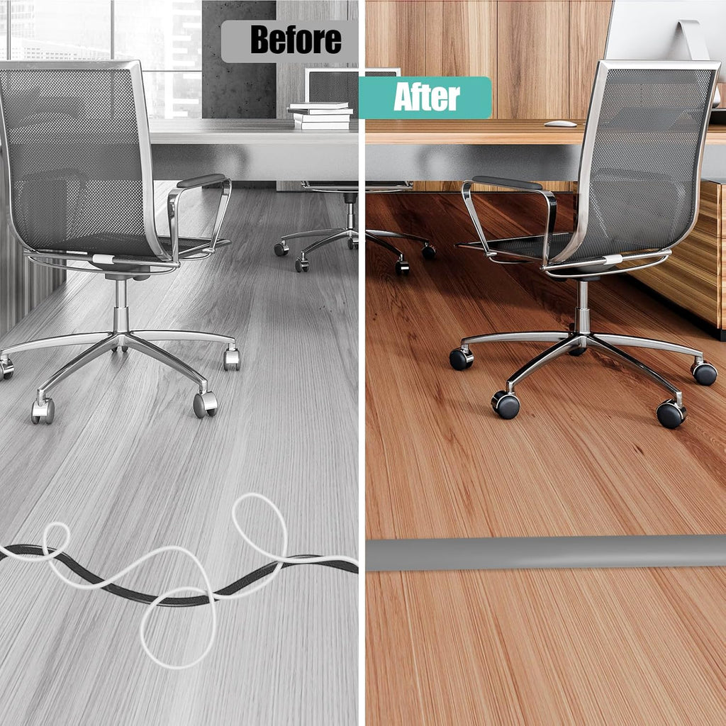 Floor Cord Cover Cavity 0.8"x0.37" Self Adhesive Cord Hider, 10FT Low Profile Cable Management, Extension Strip Protector for Wires, Prevent Cable Trips for Offices, Gyms, Exhibitions（Gray）