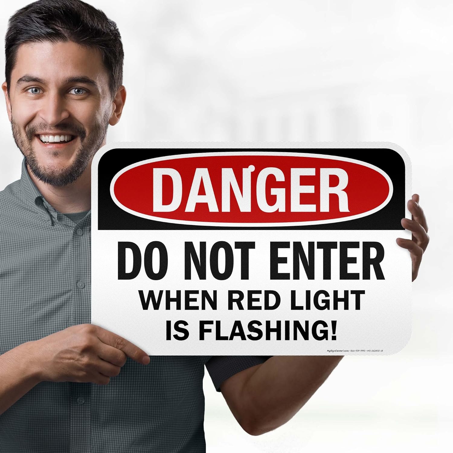 Danger Do Not Enter When Red Light is Flashing Sign, 12x18 Inches, 3M EGP Reflective .063 Aluminum, Fade Resistant, Made in USA by My Sign Center