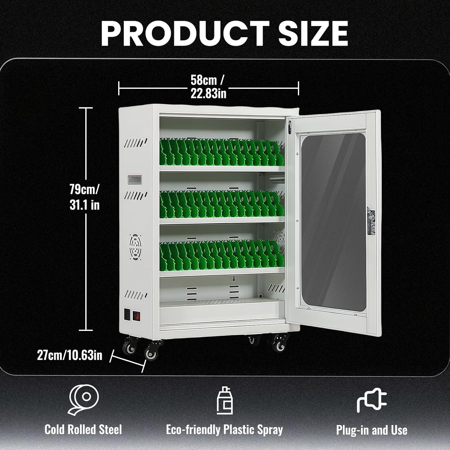 50 Device Cell Phone Charging Stations, Mobile Phone Charging Cabinet, Cellphone USB Charging Station Lockers, Rechargeable Cellphone Locker Storage Charging Station (White, 50 Slots)