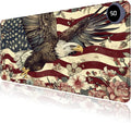 Heated Mouse Pad with 3 Levels Heated & 3 Hours Auto Shut-Off Mouse Pad for Warming Hands in Office Home, 23.6" x 14.2"Large Safe Desk Mat Hand Warmer，Flying Eagle Flag Flowers