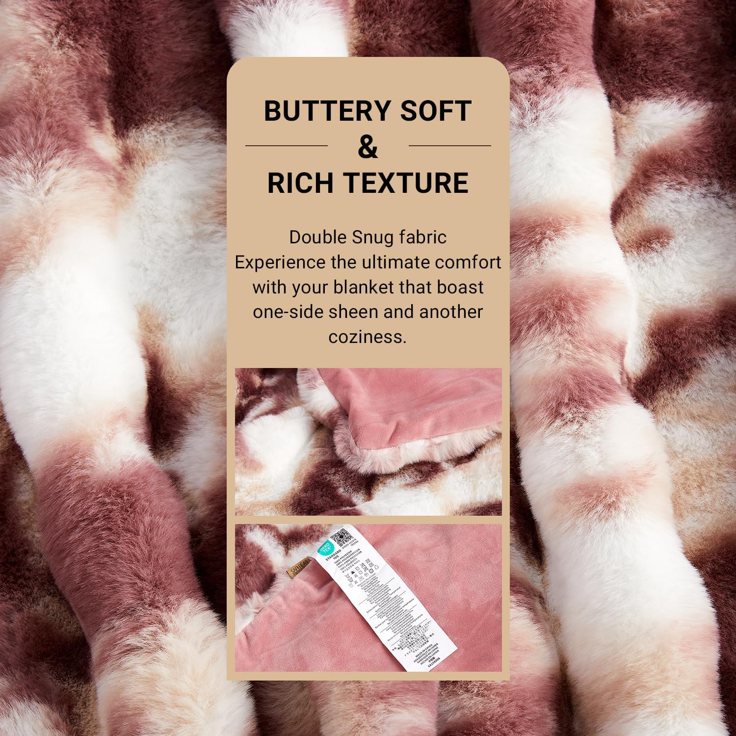 SAPHREAS Faux Fur Throw Blanket for Couch, Fluffy Fuzzy Bubble Blanket for Sofa Bed Living Room, Decor Soft Cozy Gifts for Women Men, 60x80” Tie Dye Burgundy