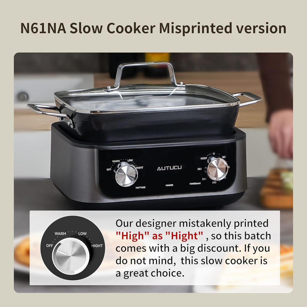 7-Quart Slow Cooker | PFOA-Free Ceramic Coating, Dishwasher Safe Oven Safe to 450°F, Perfect for Large Families, Entertaining (With Timer)