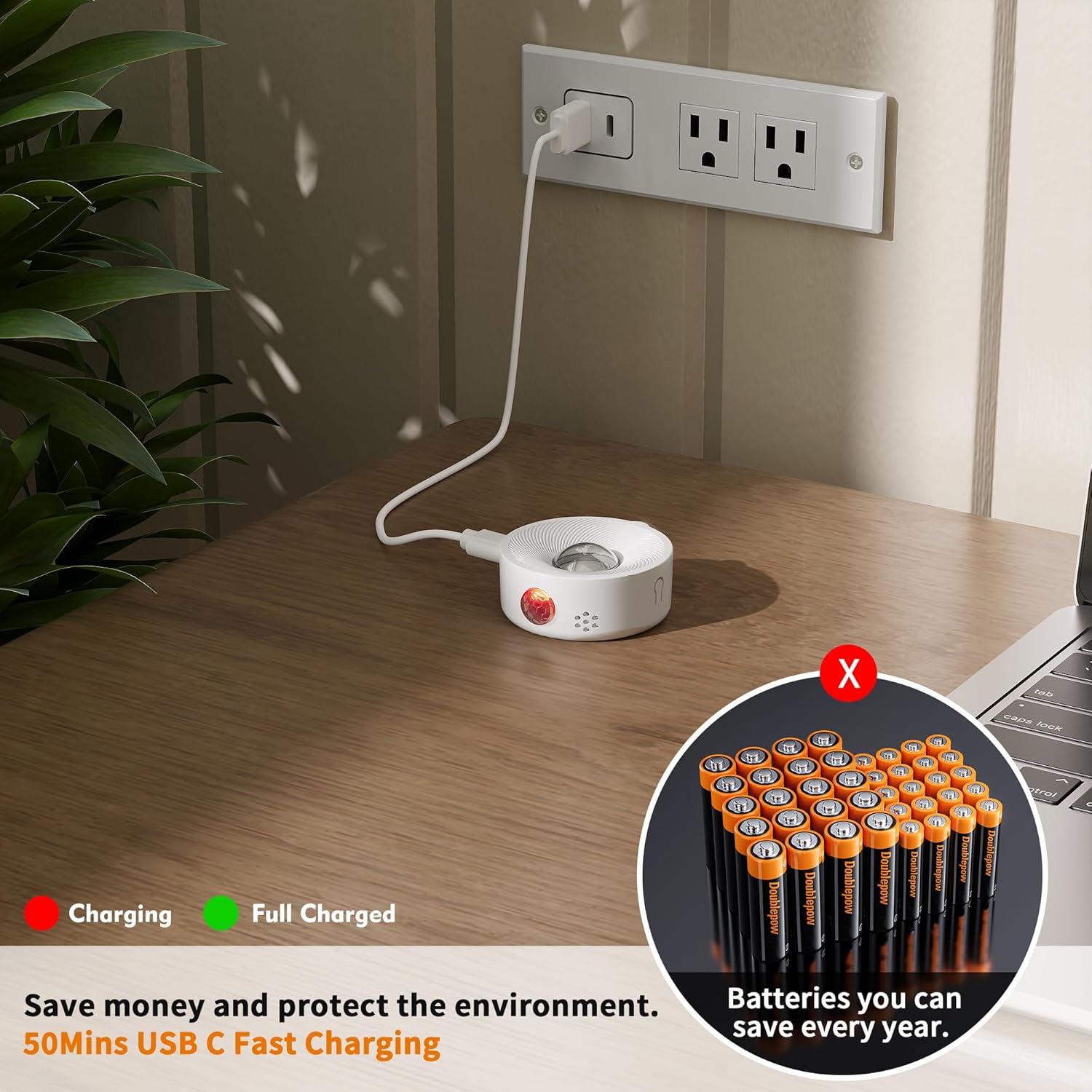 2" Rechargeable Mini Puck Lights w/Lanyard, Renter Friendly Magnetic Stick On Battery Operated Lights, Wireless Motion Sensor Light Indoor for Closet, Wall, Shelves, Kitchen, Locker - 1Pack/White