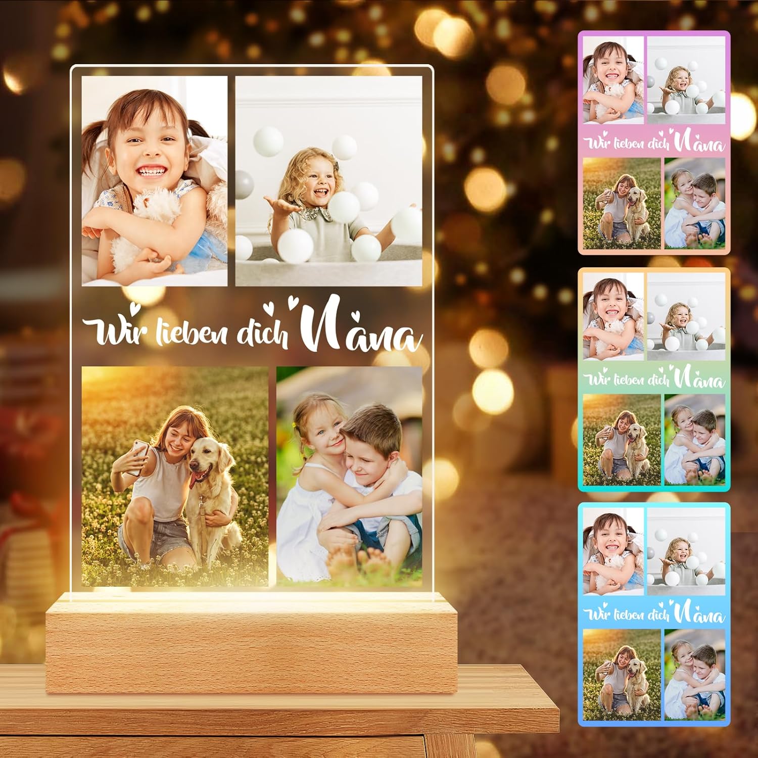 Custom Picture Frame with Photo, Personalized Photo Frame with Night Light, Customized Photo Frames, Personalized Valentines Day Gifts for Girls, Boys, Kids