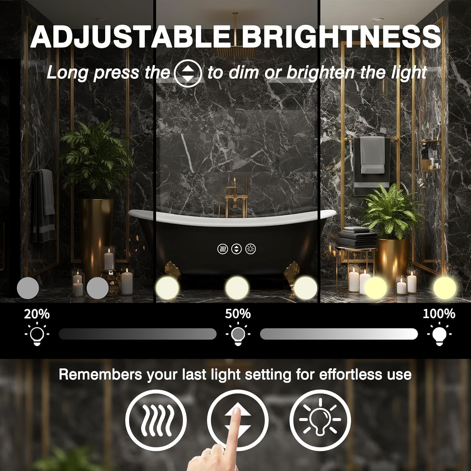 40x32 Hollywood Bathroom Mirror with LED Bulbs, 3 Colors Modes, Dimmable CRI90+ Lights Mirror, Fog Free Mirror, Shatter-Proof, Corrosion Resistant, Memory Function, Touch Control, Wall Mounted