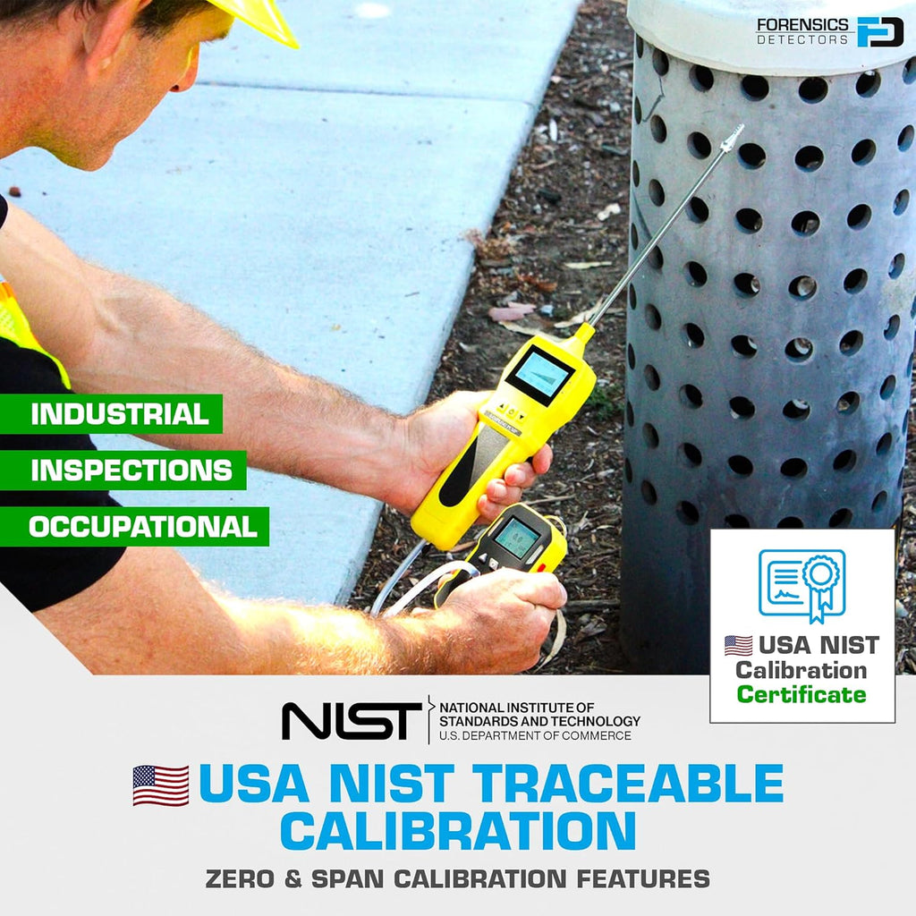 FORENSICS DETECTORS FD H2S Monitor + Pump with Probe by Forensics | USA NIST Calibrated | Water & Dust Proof | 0-100ppm H2S |