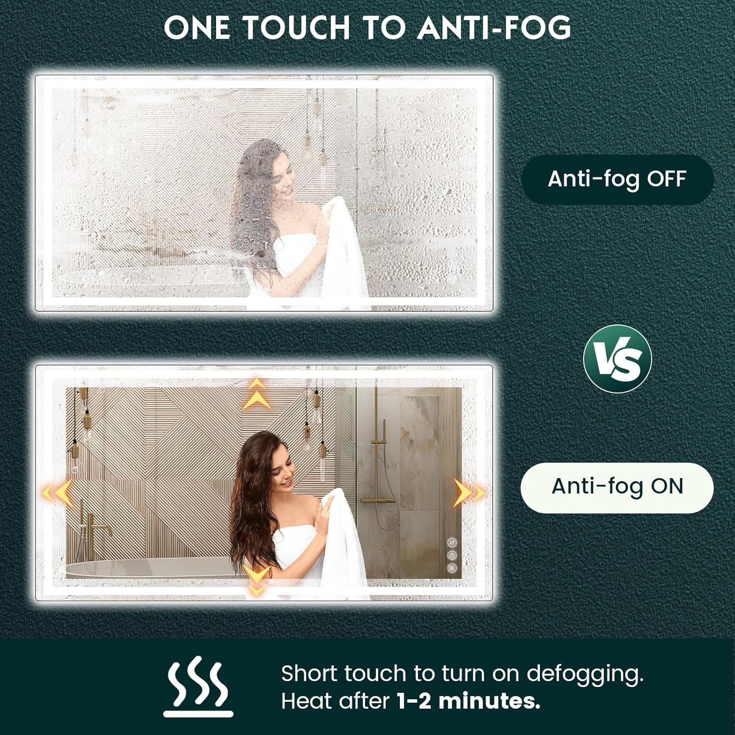 LED Mirror for Bathroom 36"x 72" with Frontlit and Backlit, Anti-Fog Mirror with Lights, Stepless 3 Colors Temperature & Dimmable Bathroom Mirror