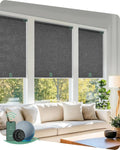 Yoolax Motorized Blinds with Remote, Blackout Smart Blinds for Windows Motorized Roller Shades, Automatic Window Shades Work with Alexa Custom Size (Blackout-Fabric Dark Gray)