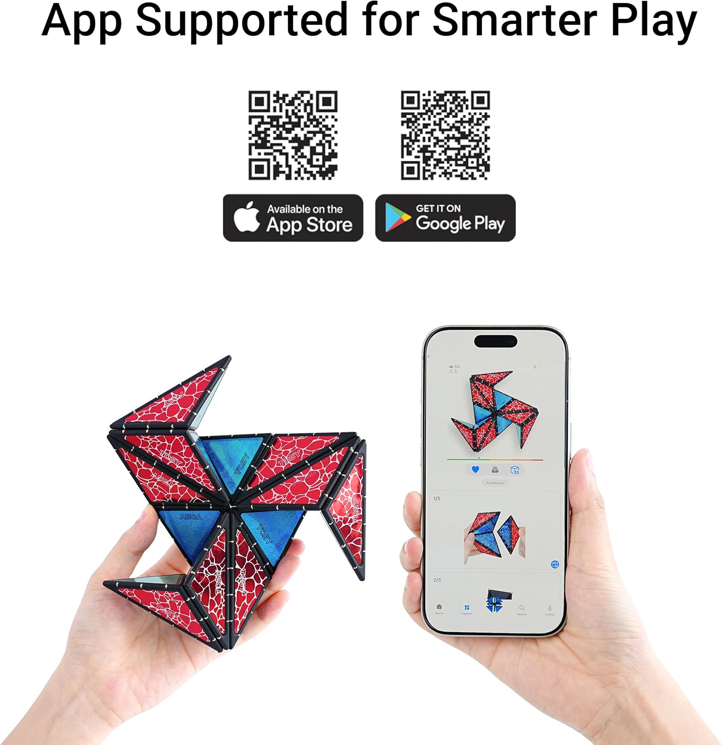 TOSY Magnet Pyramid Stone - 1 Cube Transforms into 1 Billion Shapes, 14 pcs (12 Puzzle pcs and 2 Spinners), 243 Magnets, Christmas Stocking Stuffers Gift for Kids, Creative Puzzle STEM Toy, 4-Pack