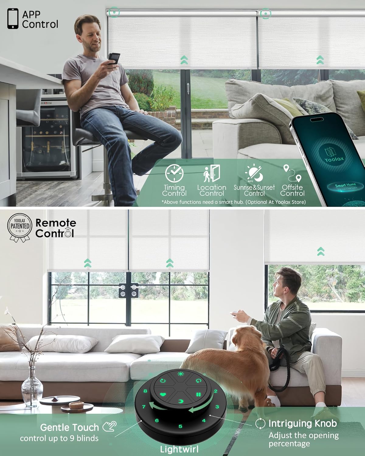 Yoolax Motorized Blinds with Remote, Smart Blinds for Windows Motorized Roller Shades, Automatic Window Shades Compatible with Alexa Custom Size (Light Filtering-Jacquard White)