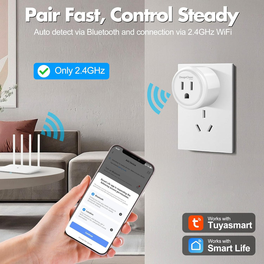 Mini Smart Plugs That Work with Alexa, Wifi Socket Compatible with Google Assistant, App Controlled Outlet with Timer & Schedule, 2.4GHz Wi-Fi Only Wireless Plugs Outlet for Smart Home Life